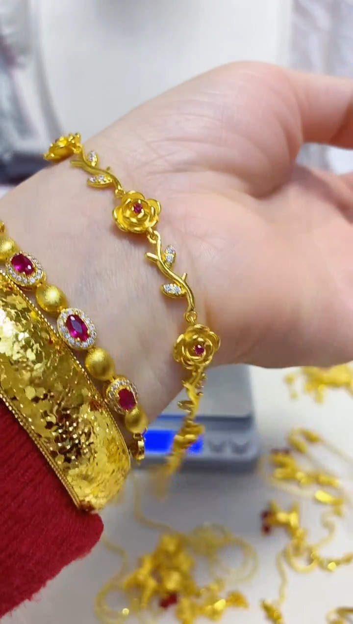 合金无030玫瑰花手链