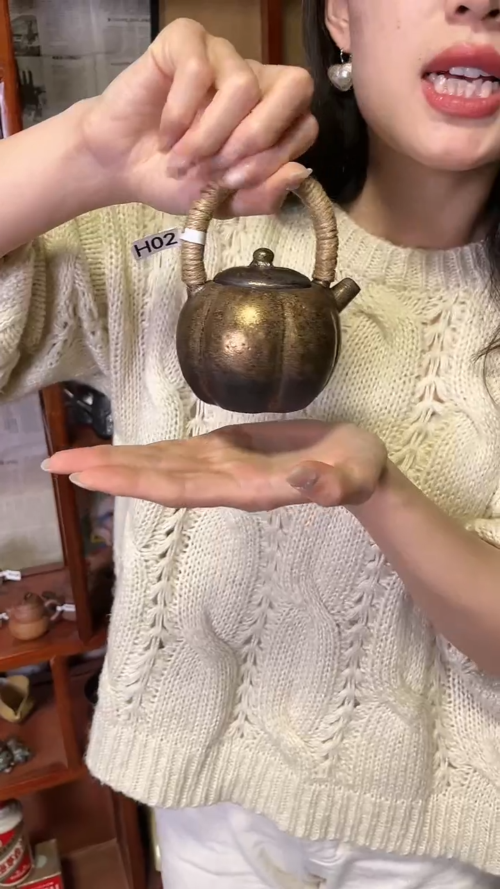 【闪购商品】H02鎏金提梁磨砂感老岩泥茶壶