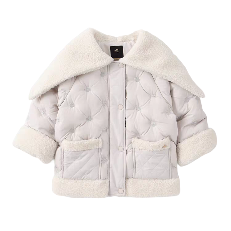  moimoln小云朵童装冬季女童羽绒服儿童大翻领冬装加厚外套LS