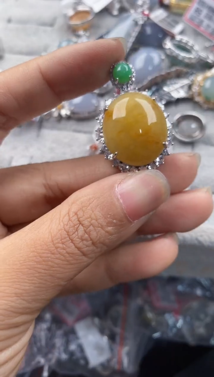 银S925镶嵌戒指翡翠6666---6