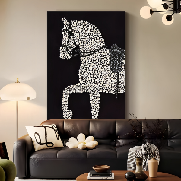 马到成功客厅装饰画现代轻奢高级感沙发背景墙挂画玄关走廊入户画