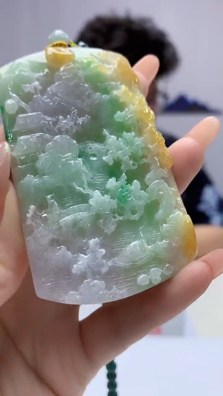 【闪购商品】定制翡翠未镶嵌4688DD-毛货挂件赠珠链1