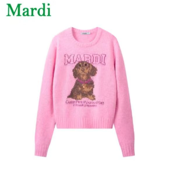 Mardi秋冬针织狗狗印花时尚长袖圆领针织MZZ2542670&WSFS