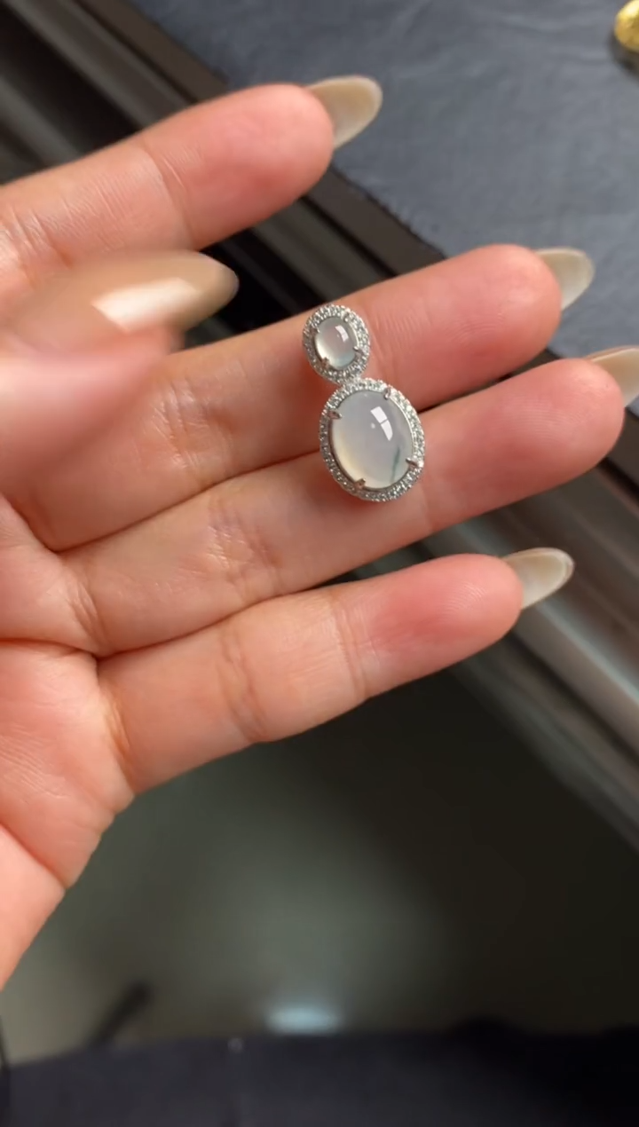 银S925镶嵌戒指翡翠天然A货翡翠