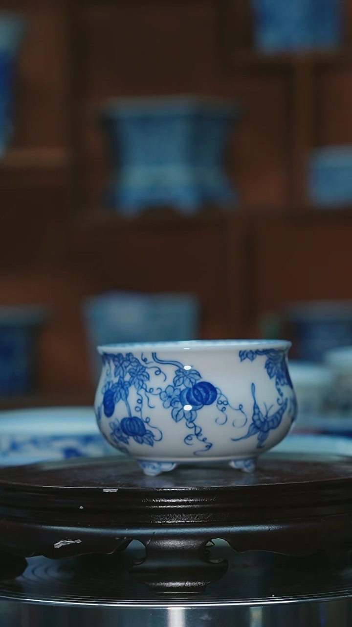 【闪购商品】白泥花盆手绘陶瓷内口6.5高5深