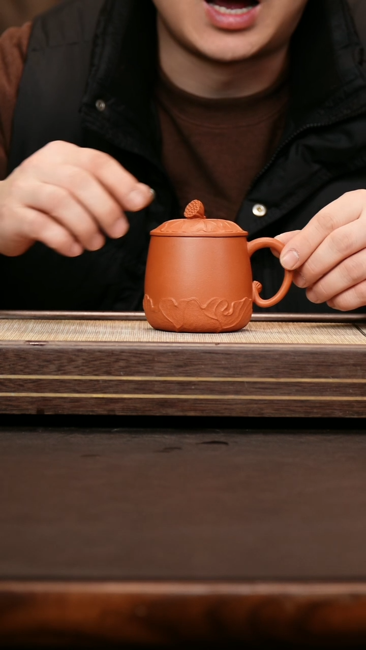 茶壶紫砂小煤窑朱泥 荷叶盖杯