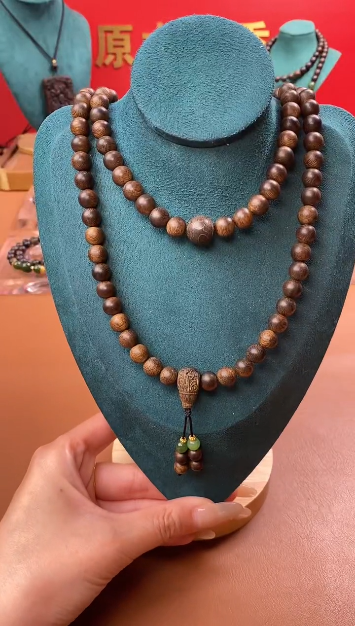 【闪购商品】沉香手串Y沉水芽庄黄棋玉化瘤疤08*108设计款