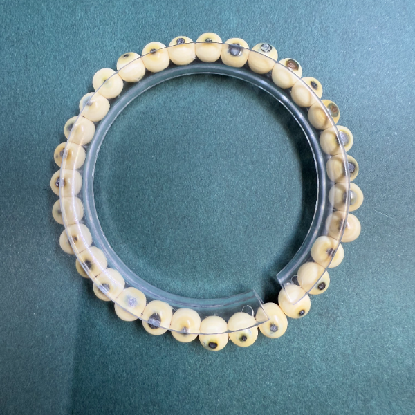 K3267天然猛犸牙蓝眼手串 支持鉴定 假一罚四