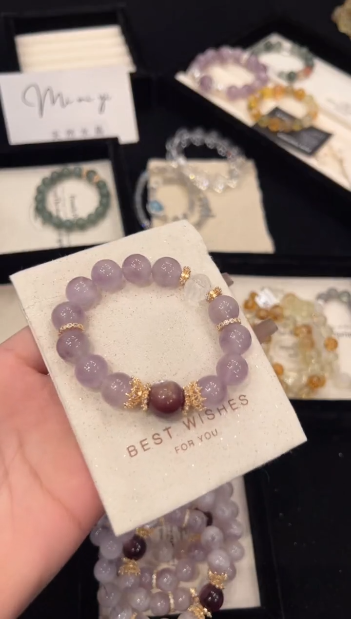 【闪购商品】水晶手链合金紫兔毛手链x1190