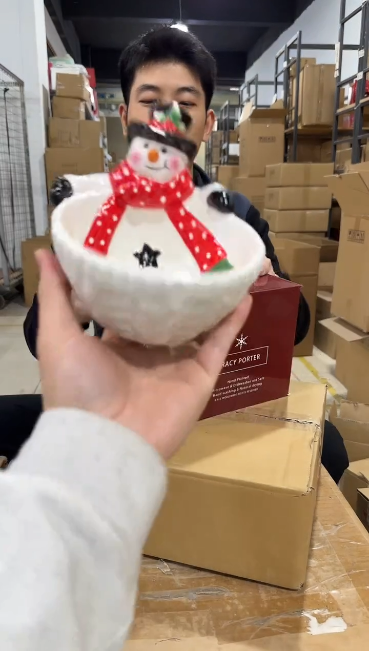 瓷片原盒雪人碗 
