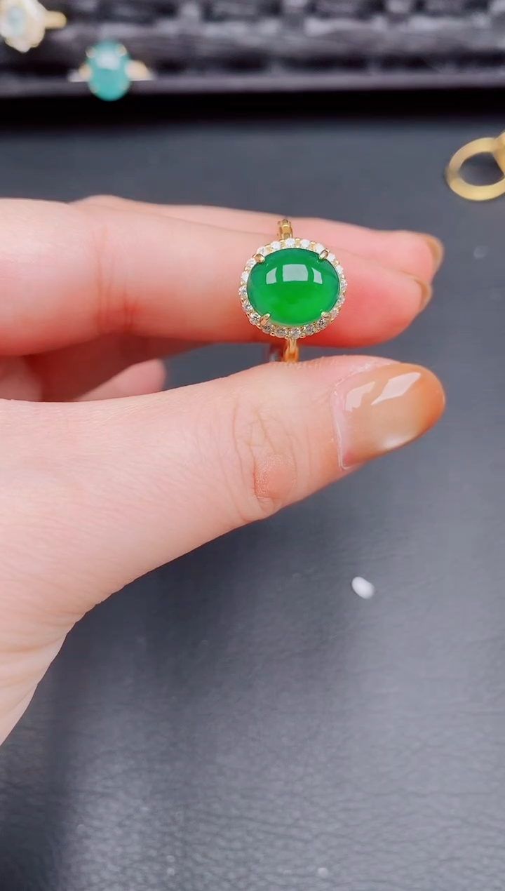 【闪购商品】翡翠戒指银S925镶嵌天然a货翡翠317