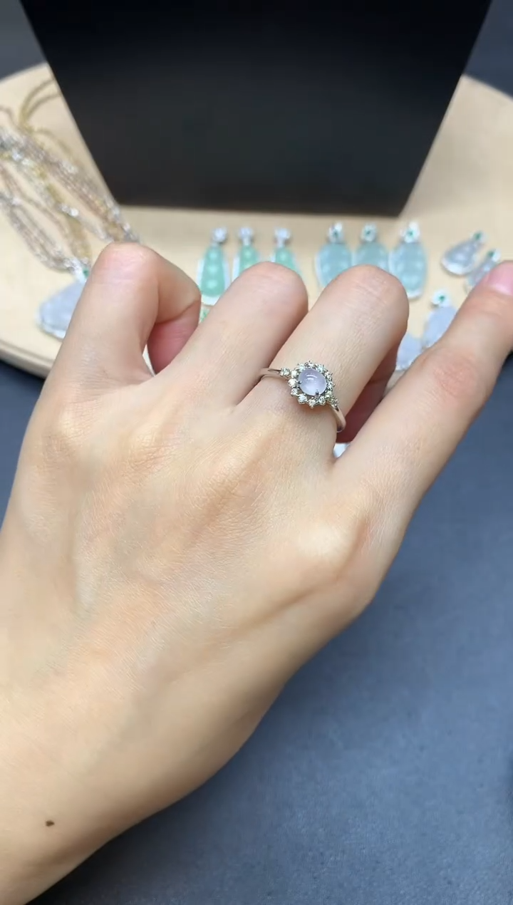 【闪购商品】翡翠戒指银S925镶嵌蛋面【多样性发其一】