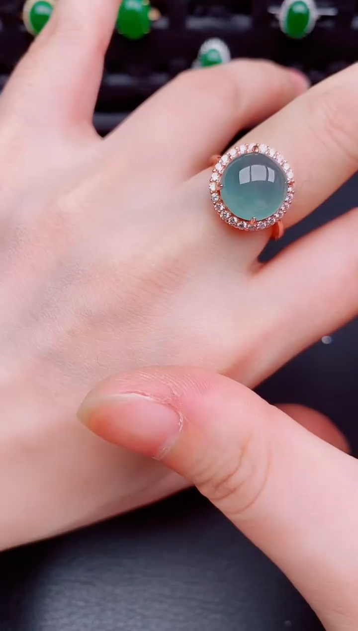 【闪购商品】翡翠戒指银S925镶嵌天然a货翡翠166