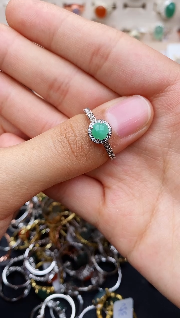 【闪购商品】翡翠戒指银S925镶嵌缅甸翡翠