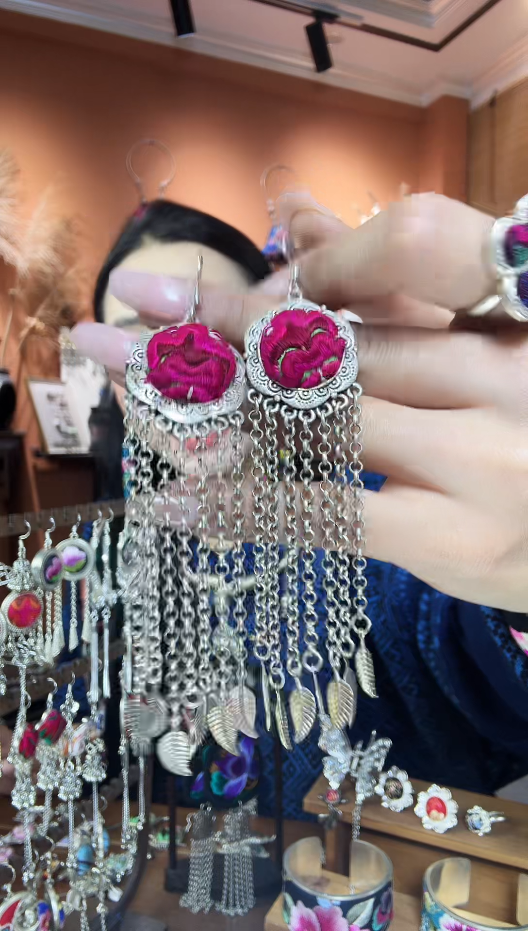 【闪购商品】刺绣传统非遗民族凤手工刺绣饰品耳环