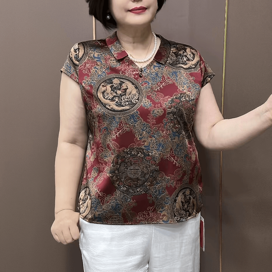 夏季网红新款龙凤呈祥时尚百搭高档洋气宽松显瘦遮肉大码妈妈女装