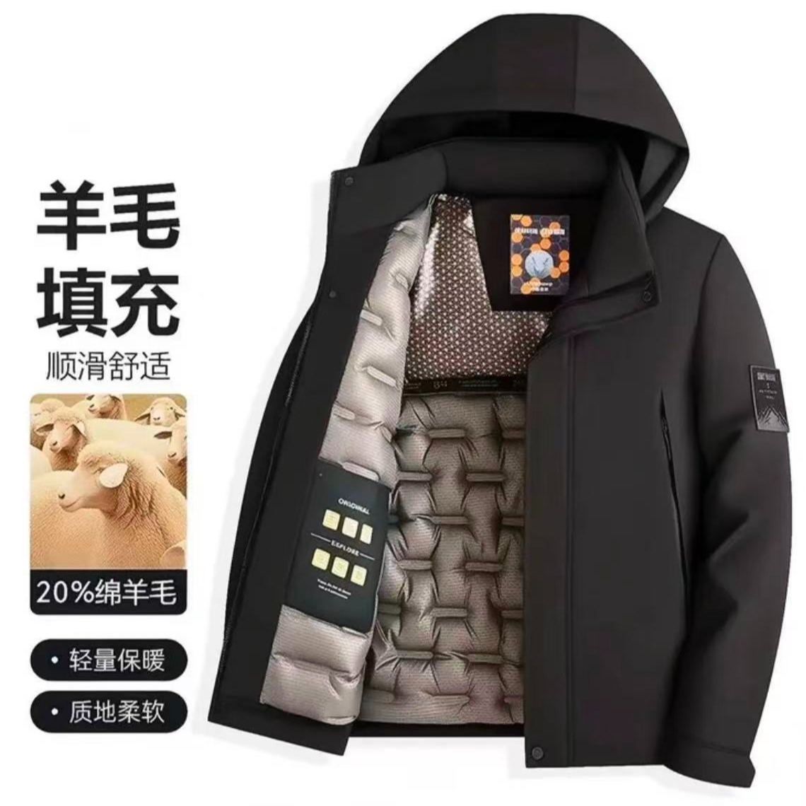 Jack Wortblkm -512冬季爆单男女款绵羊毛服石墨烯防寒保暖夹克