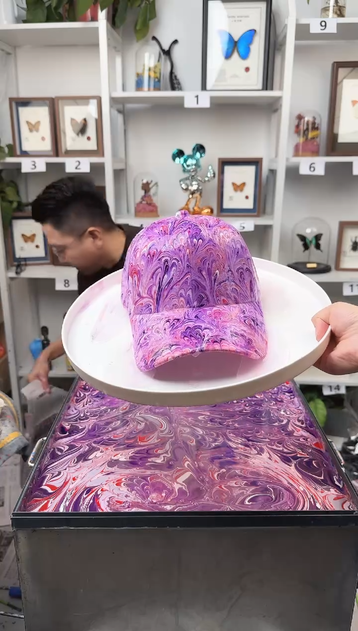 纯棉成人款凤尾纹水拓帽