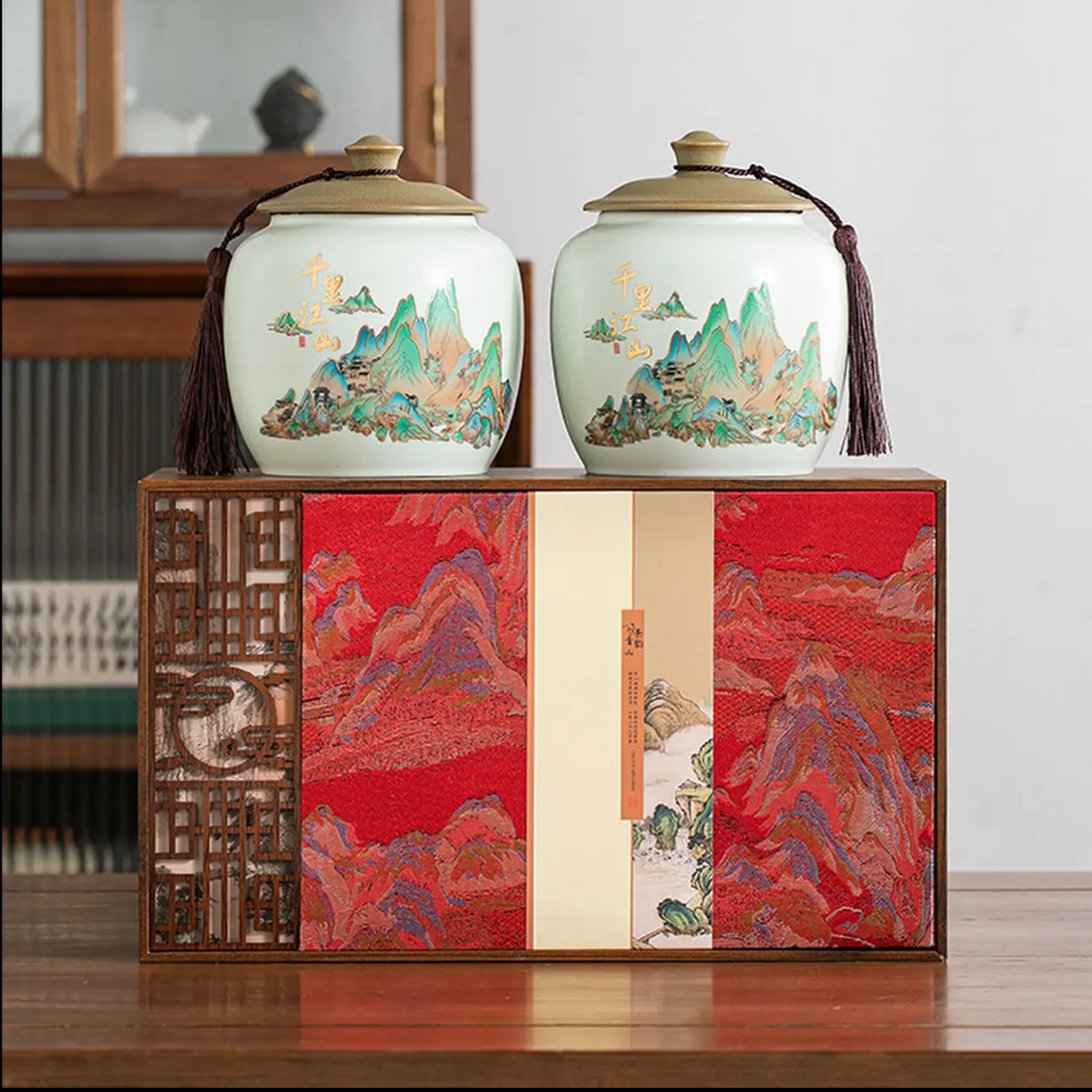 【顺丰送达-千里江山】凤凰单枞鸭屎香广东乌龙茶精美双陶瓷礼盒