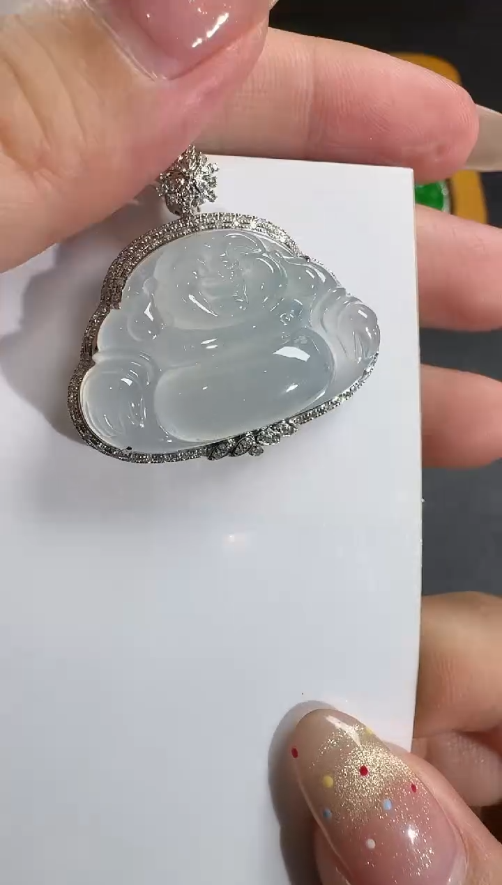 【闪购商品】翡翠吊坠(不含链)18K金镶嵌【源头工厂】钻石镶嵌