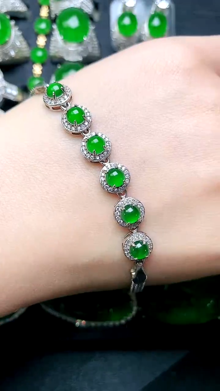 【闪购商品】翡翠手链银S925镶嵌手链