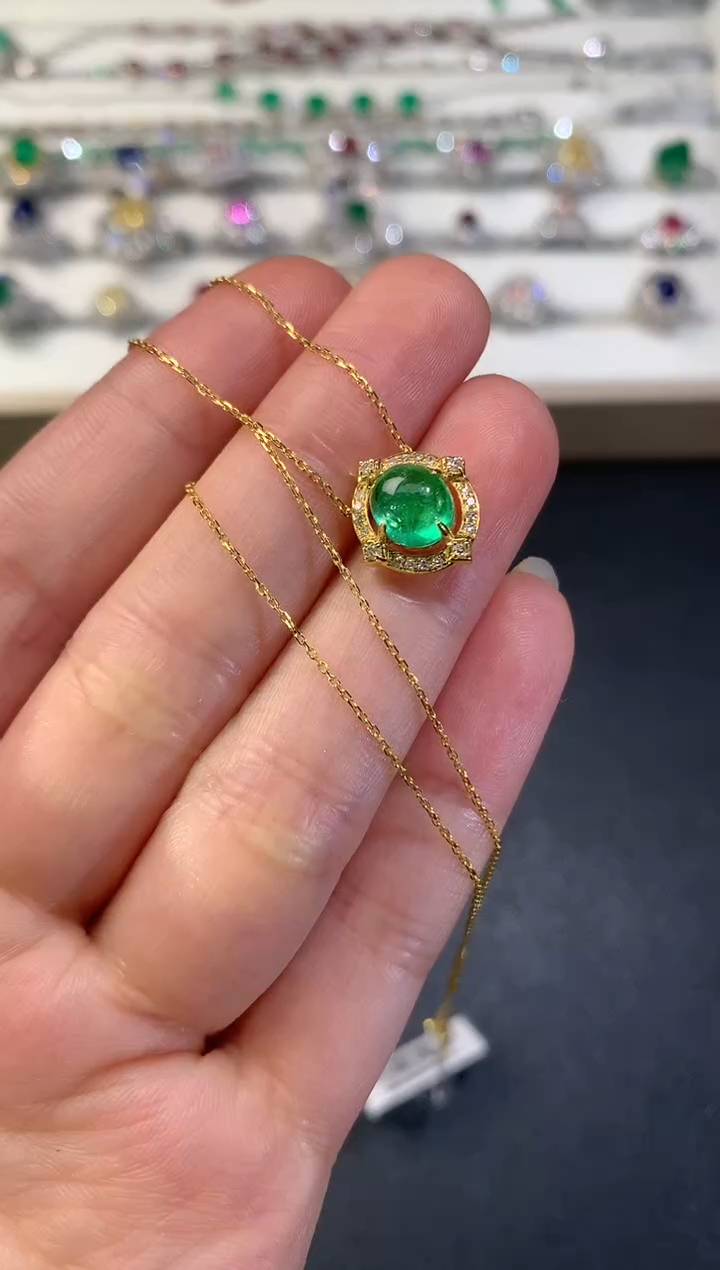 【闪购商品】祖母绿套链18K金镶嵌D971|5800