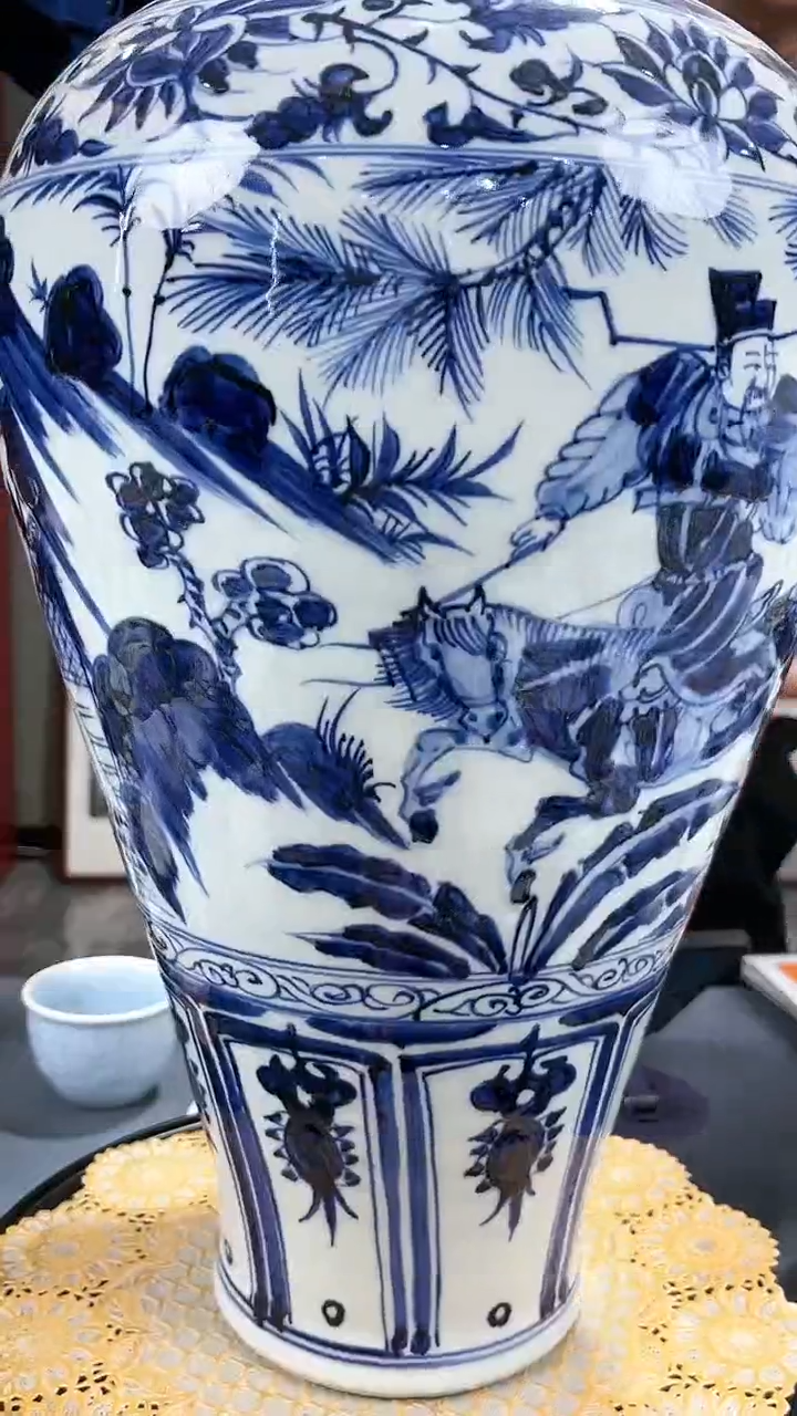 【闪购商品】官窑瓷画院561官窑瓷画院萧何月下追韩信梅瓶