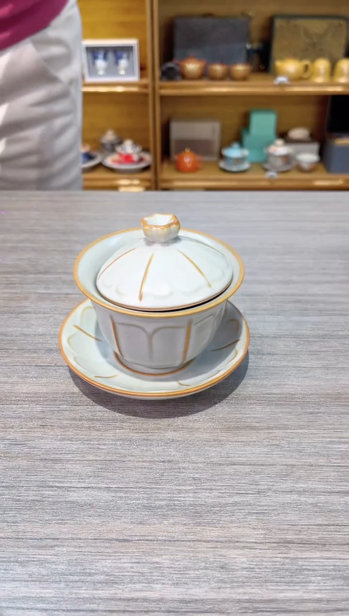 【闪购商品】黄汝三才单盖碗茶具