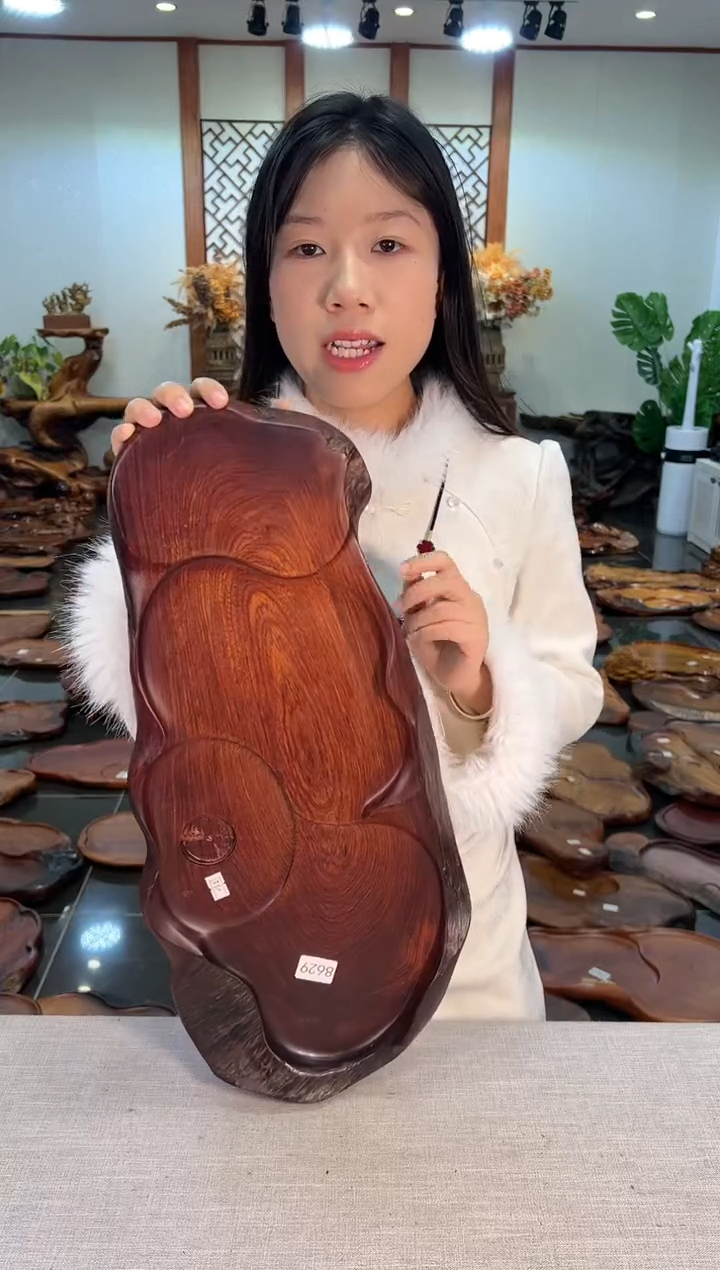 【闪购商品】大果紫檀（缅甸花梨）茶盘8629