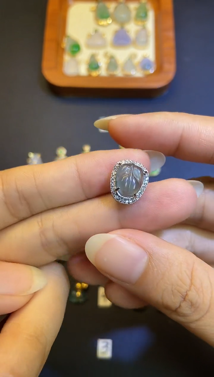 翡翠银S925镶嵌吊坠(不含链)1