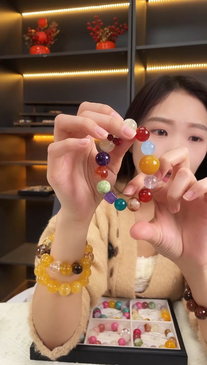 未镶嵌手链水晶黄纹玛瑙多宝手串