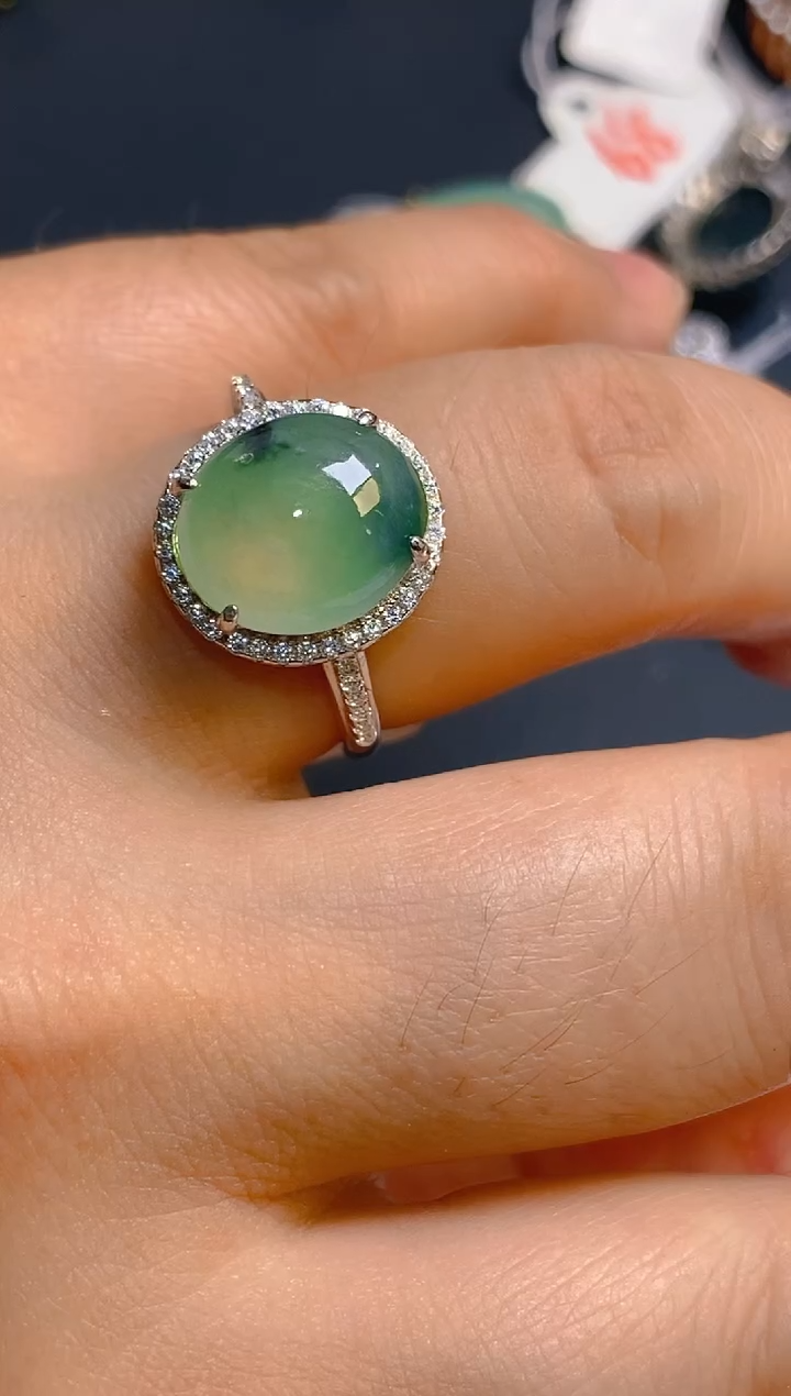 【闪购商品】翡翠耳饰银S925镶嵌天然A货翡翠1