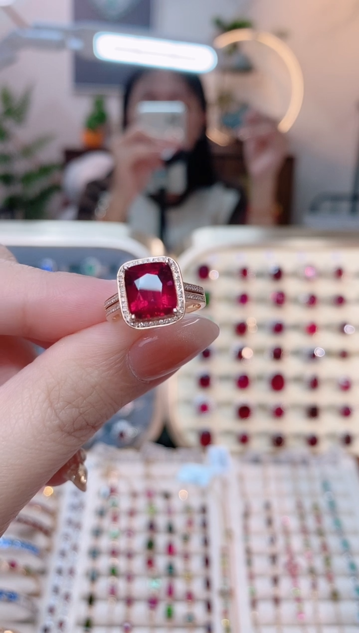 【闪购商品】碧玺18K金戒指18K金镶嵌1