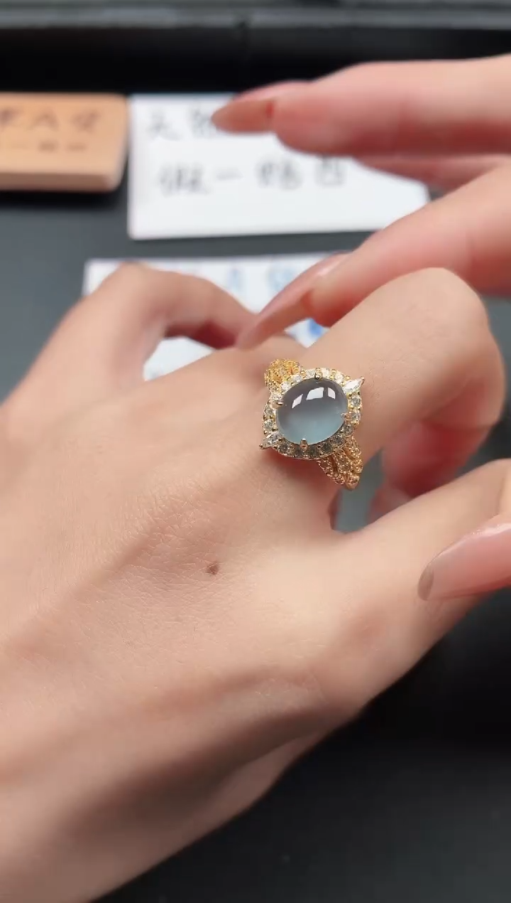 银S925镶嵌戒指翡翠111