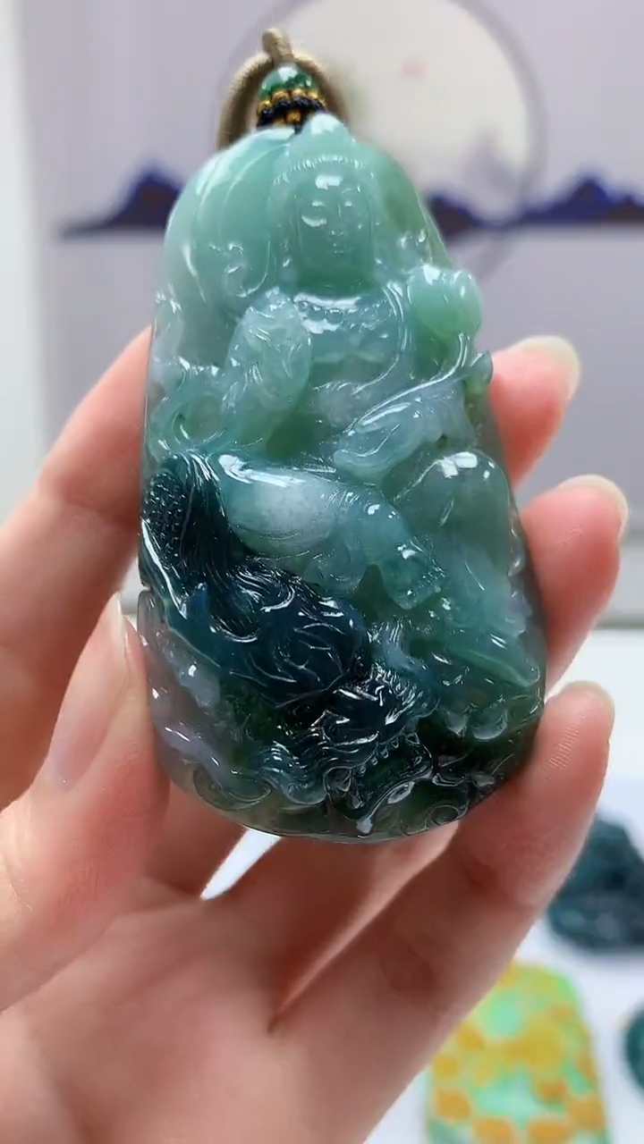 【闪购商品】定制翡翠未镶嵌4917zm-毛货挂件观音217