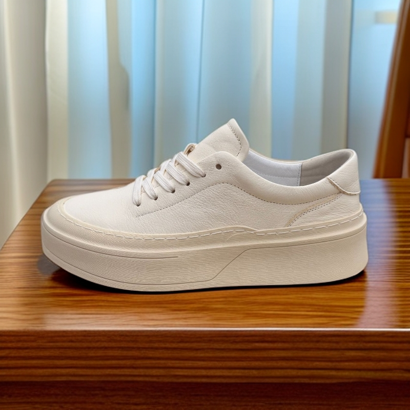 秋冬手工头层牛皮增高冬季透气圆头休闲板鞋厚底板鞋低帮潮流开车