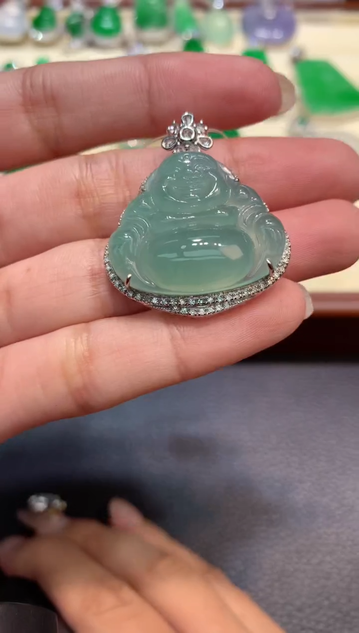 翡翠18K金镶嵌吊坠(不含链)吊坠