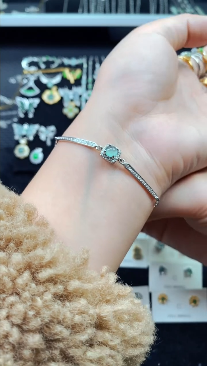 【闪购商品】翡翠手链银S925镶嵌0626