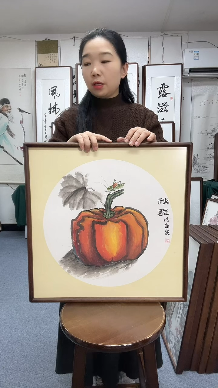 国画尺寸52*52木画框京东包邮手绘