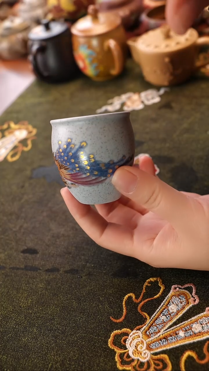 茶壶紫砂海蓝泥孔雀杯