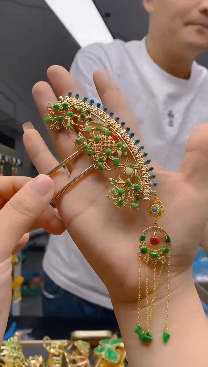 【闪购商品】翡翠耳饰合金0262翡翠发簪