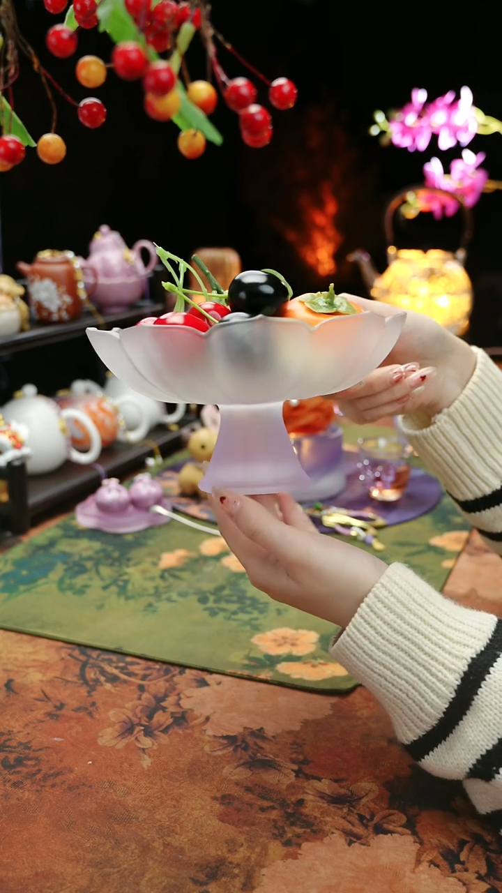 【闪购商品】紫色高足果蝶点心盘