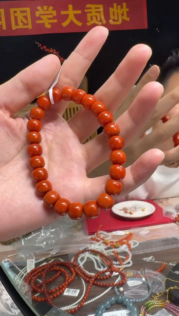 【闪购商品】南红玛瑙未镶嵌手串瓦西料南红老型珠单圈9.5-10mm