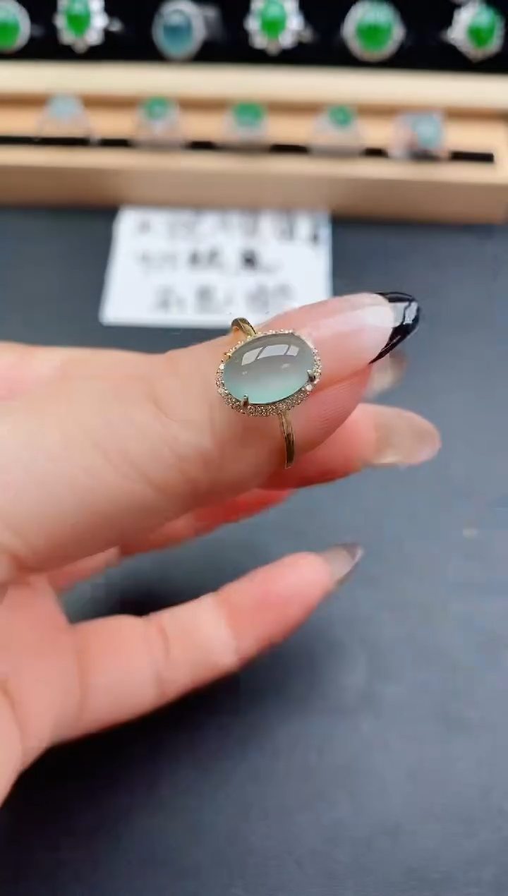 翡翠戒指银S925镶嵌508050