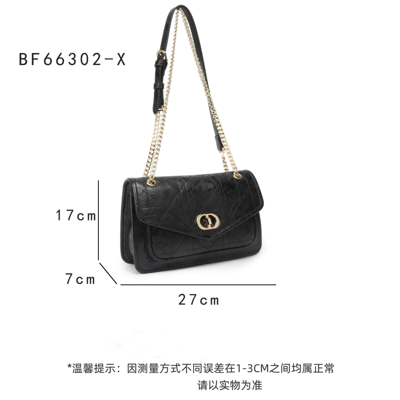 【Yì CHEN】BF-66302-黑色 时尚女士新款手提单肩斜挎包轻奢