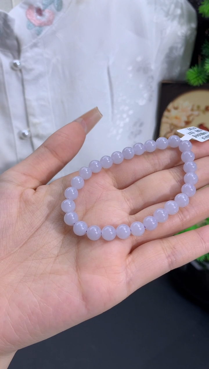 未镶嵌手链翡翠超级淡紫 卡6.3mm