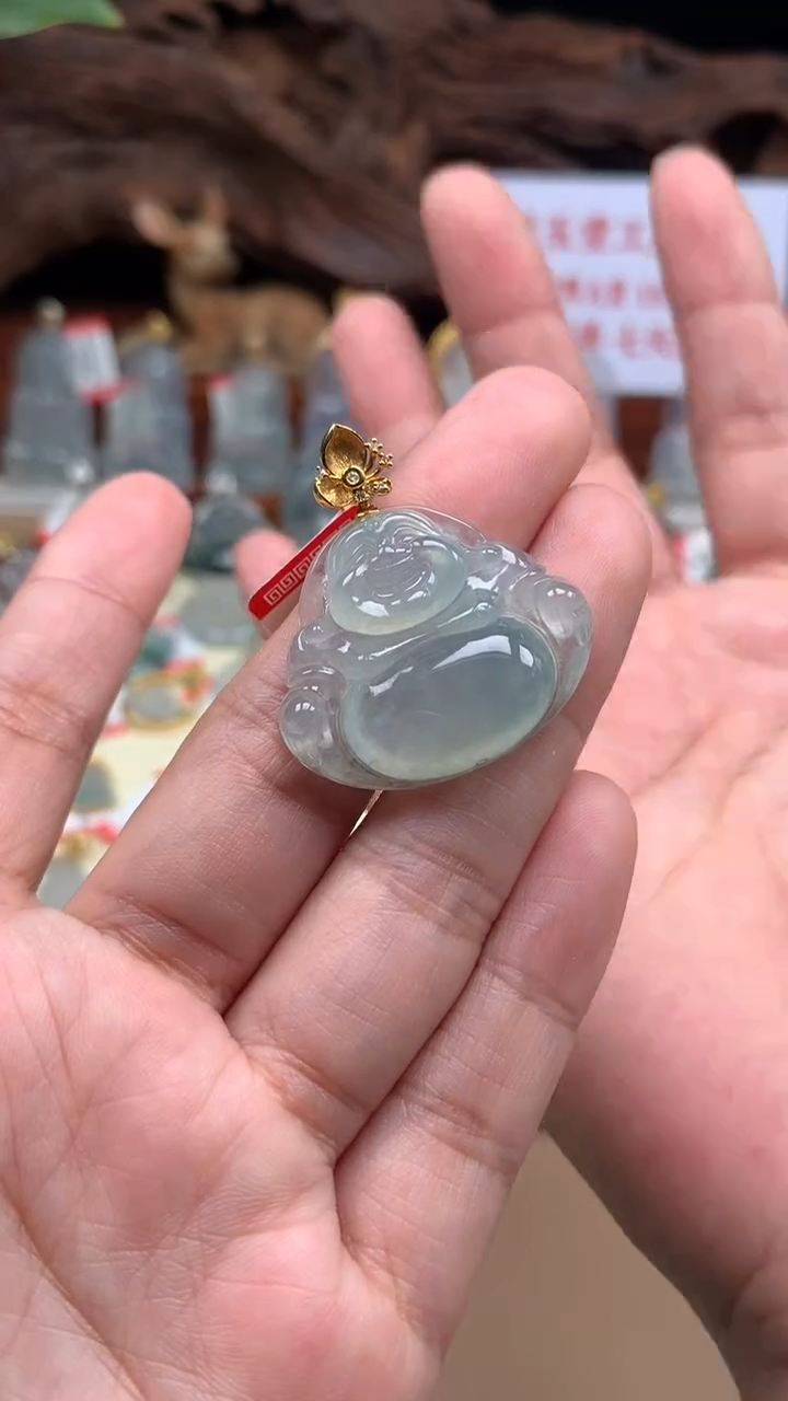 【闪购商品】翡翠吊坠(不含链)18K金镶嵌佛公