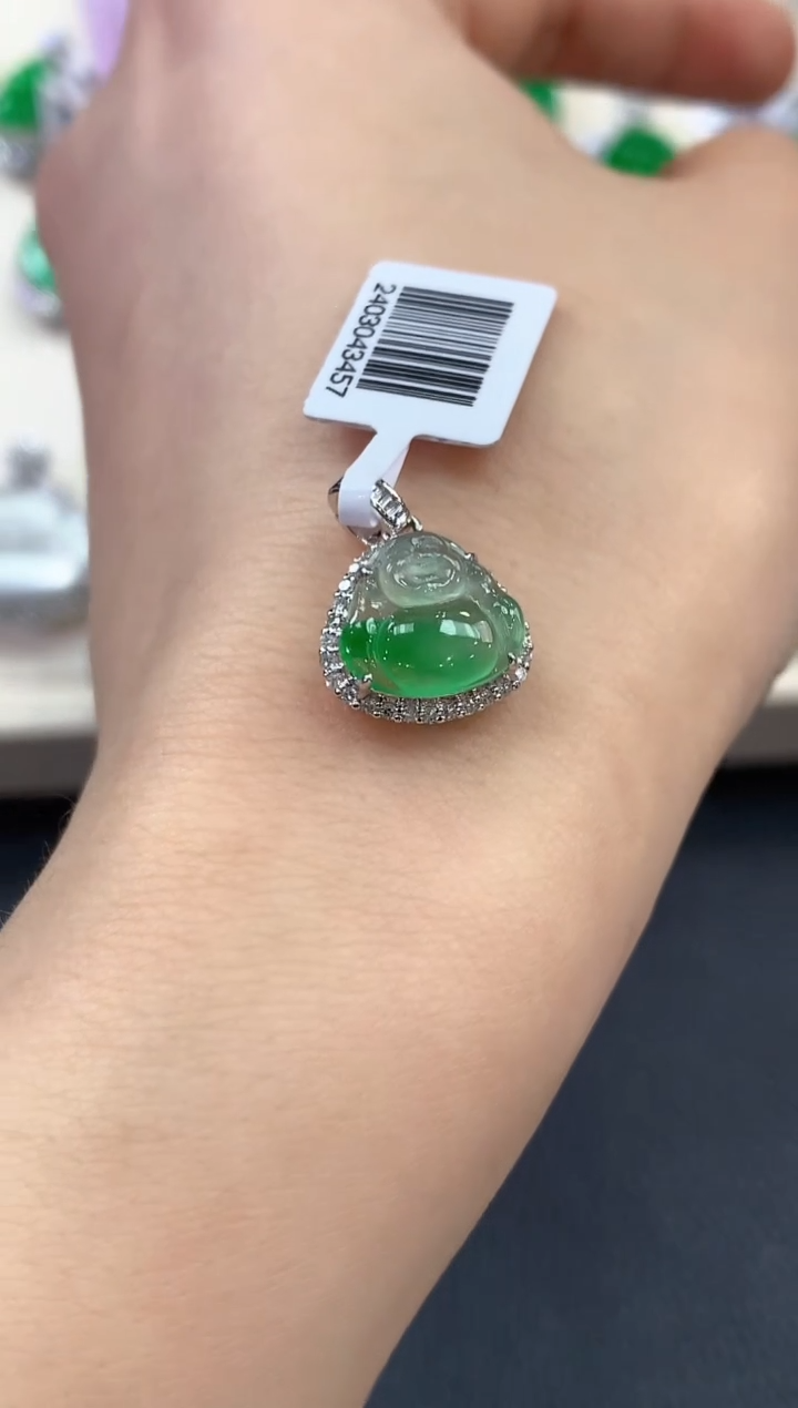 【闪购商品】翡翠吊坠(不含链)18K金镶嵌D49      