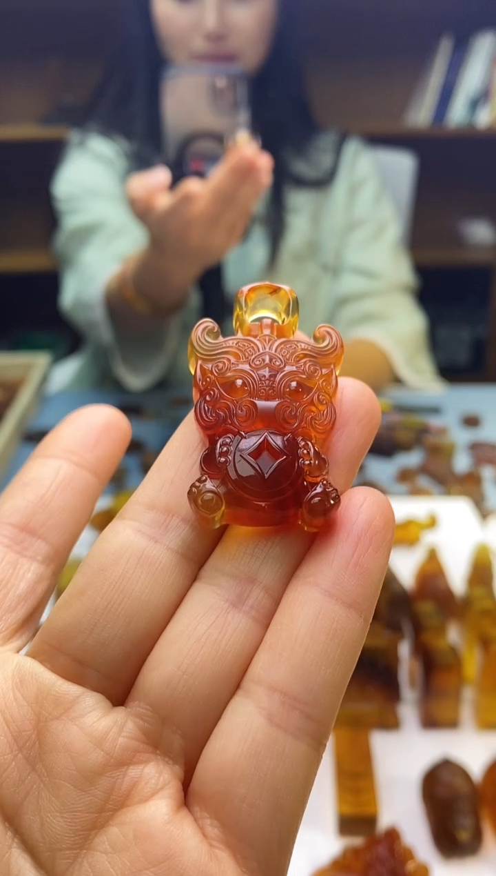 琥珀颈饰未镶嵌SN77-54（仿古·貔貅）