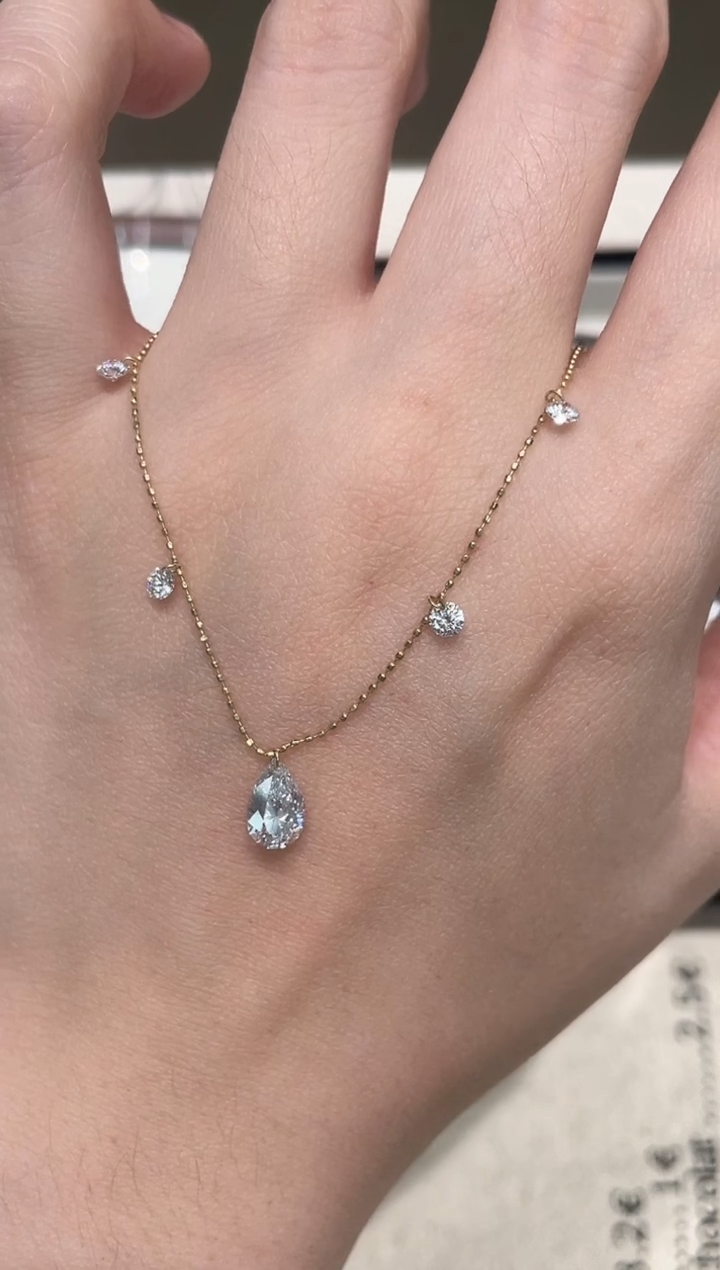 合成钻石18K金镶嵌颈饰1克拉美神项链